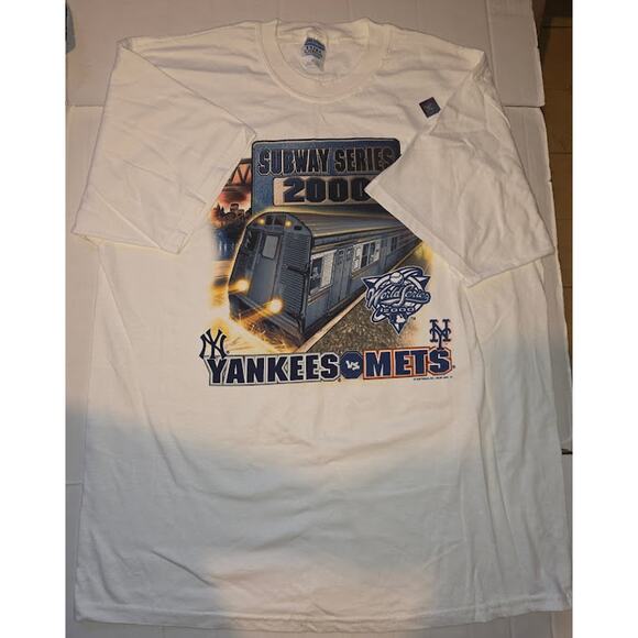 VTG Y2K 2000 Subway Series Yankees VS Mets World Series T Shirt Train XXL - Picture 1 of 8